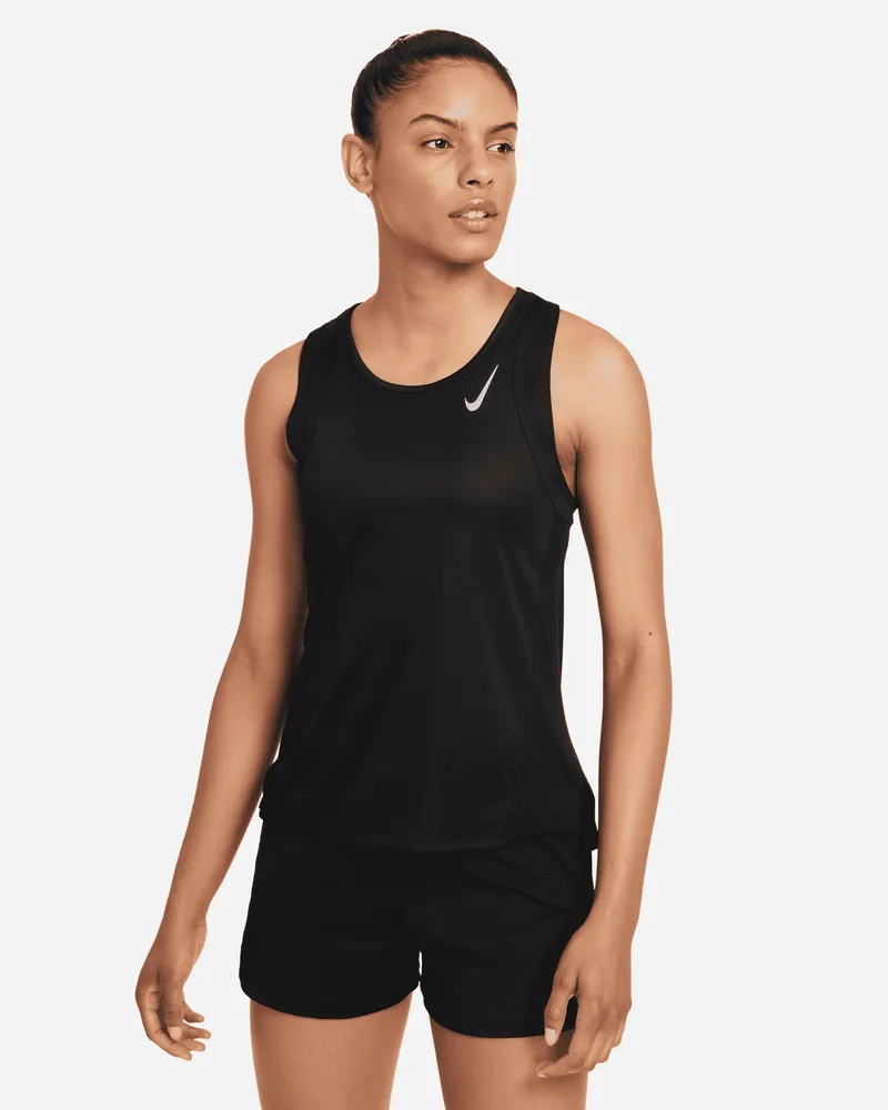 Nike Dri-FIT Race Lauf-Singlet für Damen - Schwarz Schwarz