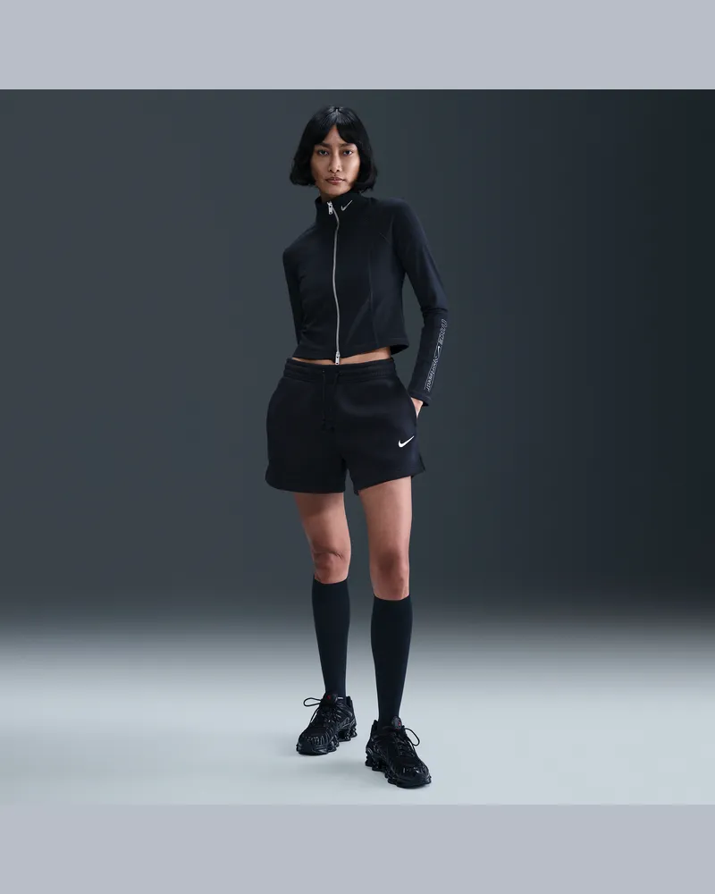 Nike Phoenix Fleece Shorts mit mittelhohem Bund (Damen, ca. 10 cm) - Schwarz Schwarz