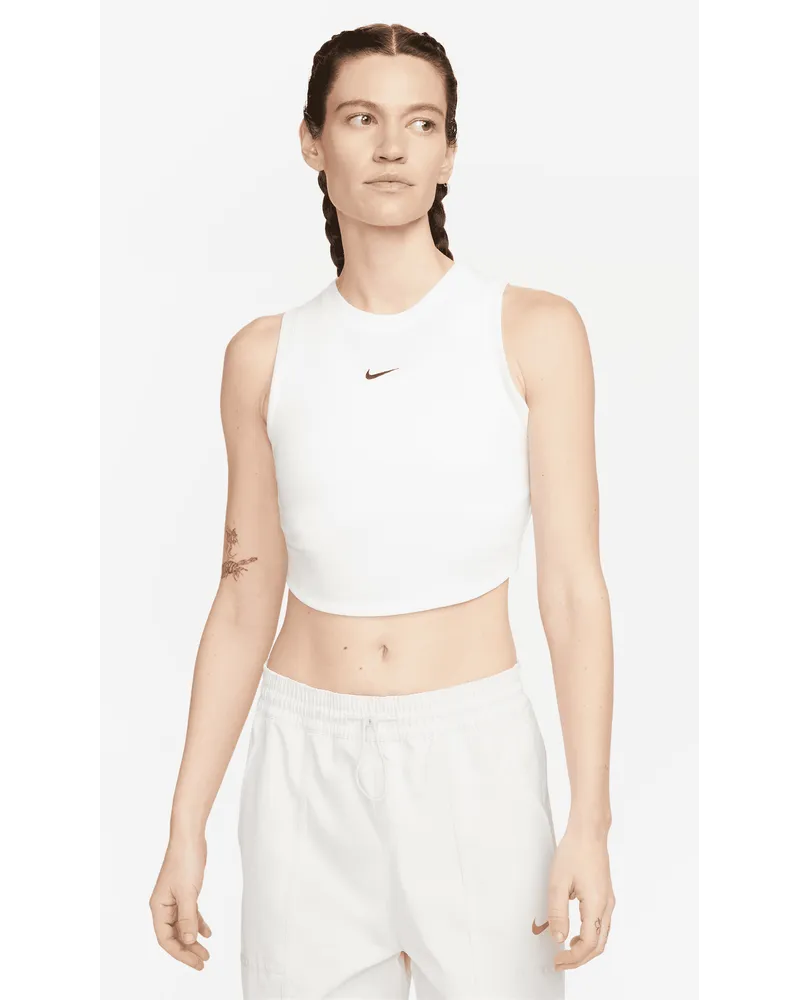Nike Sportswear Chill Knit enges, kurz geschnittenes Mini-Rib-Tanktop für Damen - Weiß Weiß