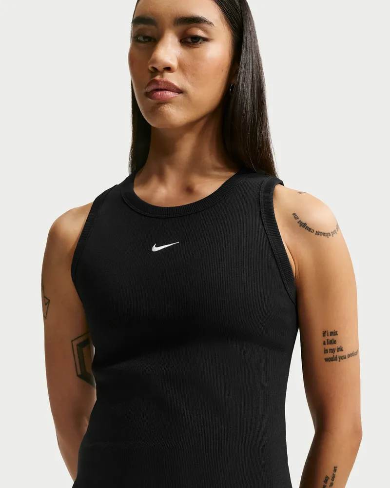 Nike eng anliegendes Tanktop mit Bündchen (Damen) - Schwarz Schwarz