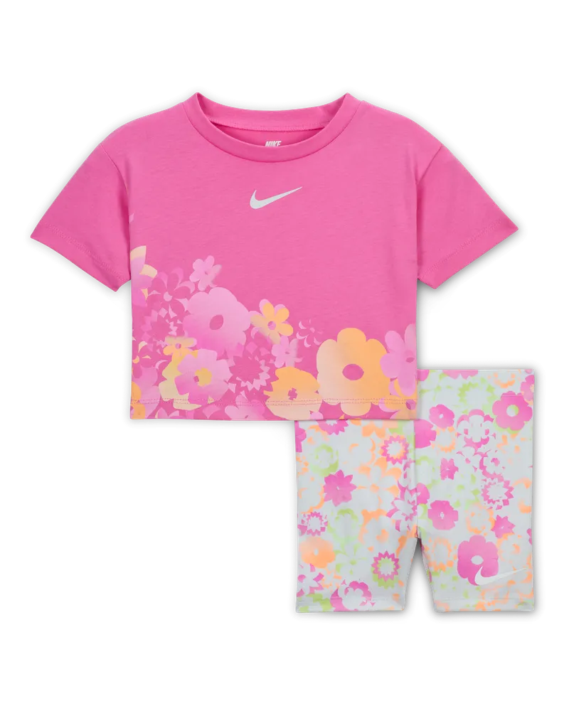 Nike Flow-Ral 2-teiliges Bike Shorts Set mit Print für Kleinkinder (12–24 M) - Grau Grau