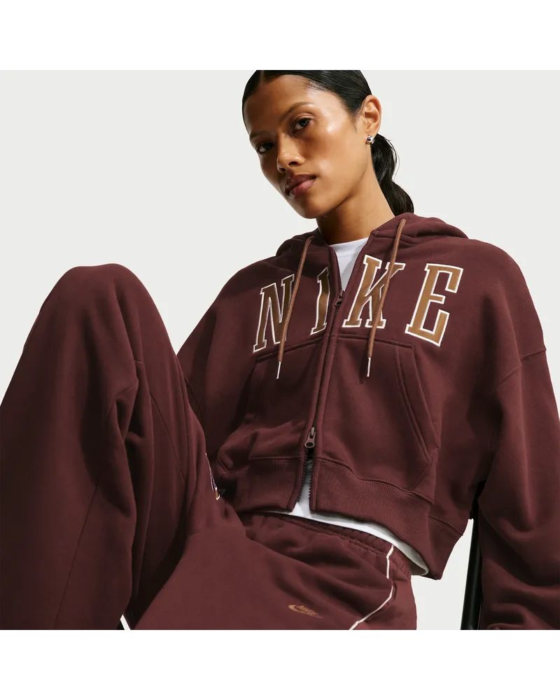 Nike Studio Fleece mittelschwere verkürzte Oversize-Kapuzenjacke (Damen) - Lila Lila