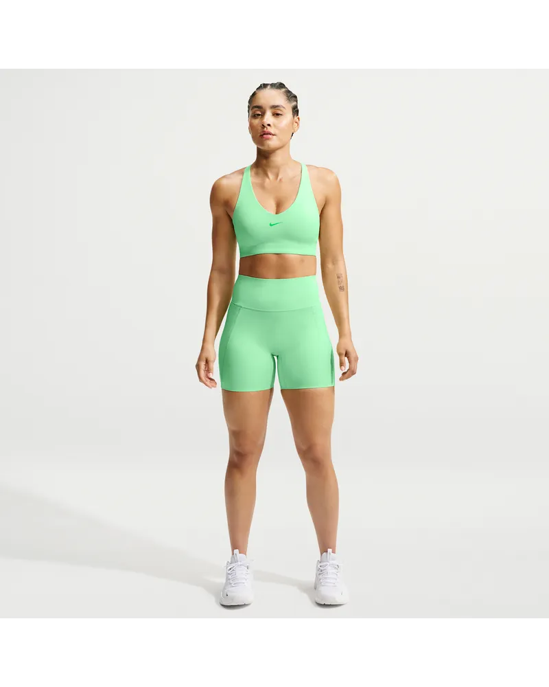 Nike Universa Bike Shorts mit hohem Bund und ohne Frontnaht (Damen, ca. 12,5 cm) - Grün Grün