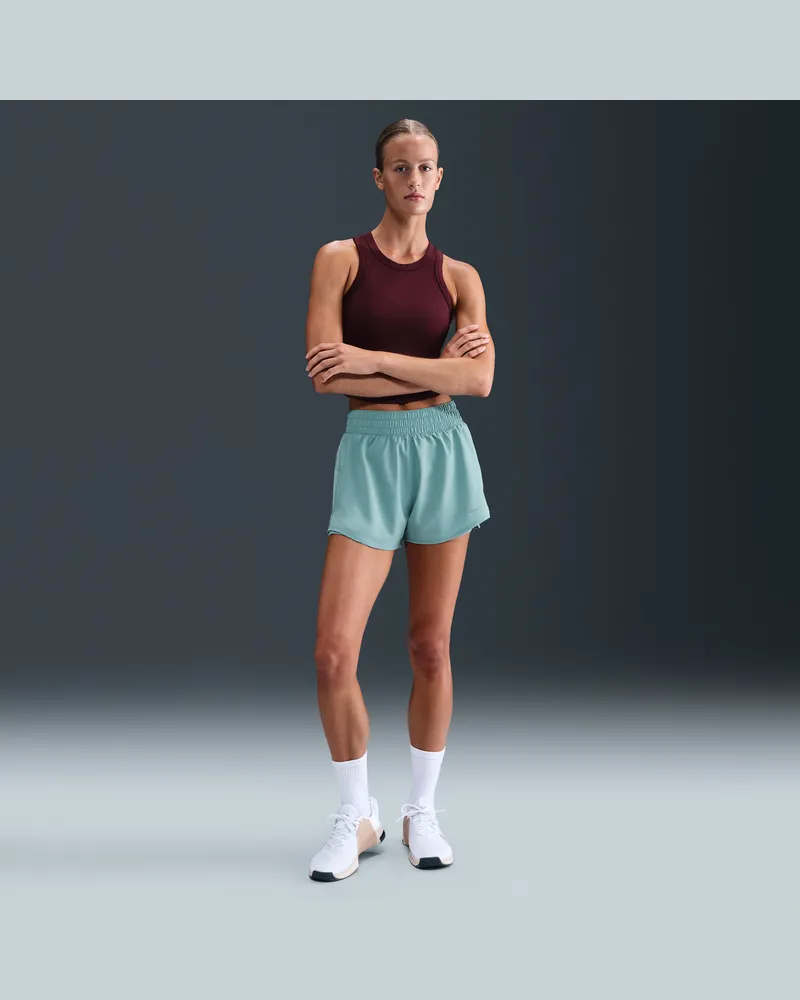 Nike One Dri-FIT 2-in-1-Shorts mit hohem Taillenbund für Damen (ca. 7,5 cm) - Grün Grün
