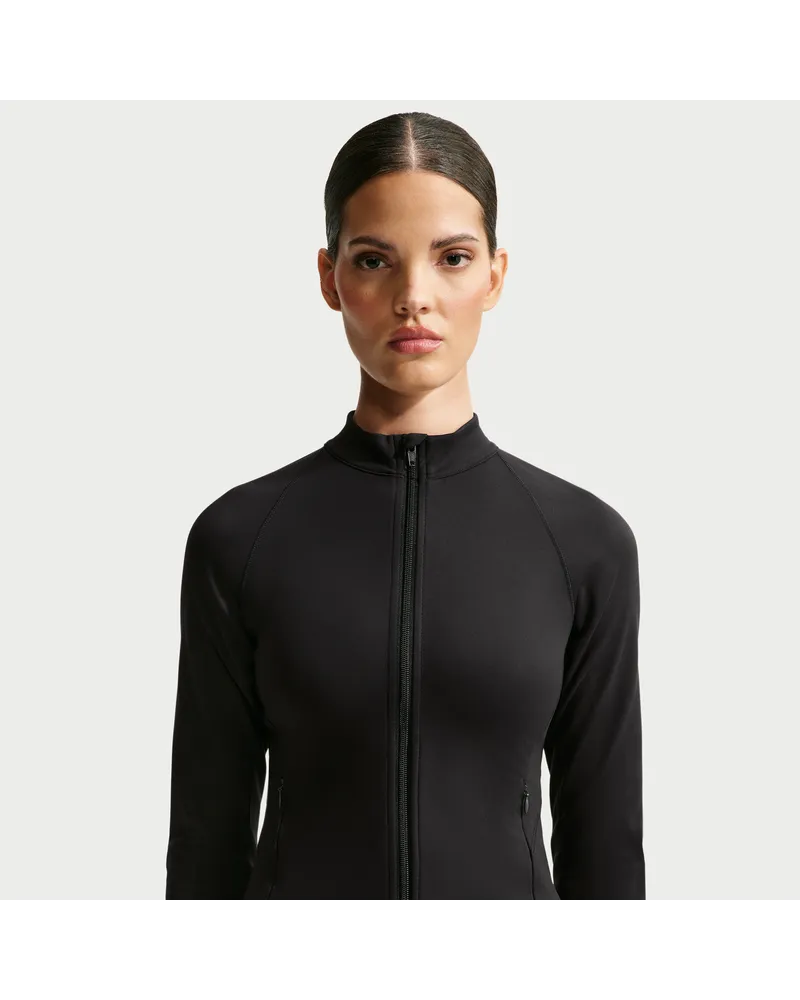 Nike SKIMS Matte Jacke mit Stehkragen und durchgehendem Reißverschluss (Damen) - Schwarz Schwarz