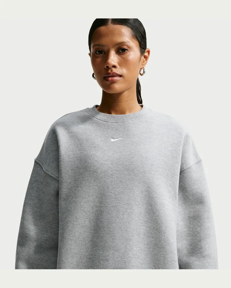 Nike Studio Fleece mittelschweres Material Oversize-Rundhalsshirt (Damen) - Grau Grau