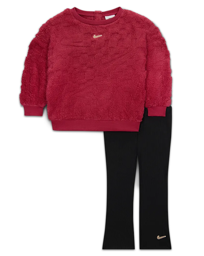 Nike Cozy zweiteiliges Set, Leggings mit ausgestelltem Bein (Babys, 12–24 M) - Schwarz Schwarz