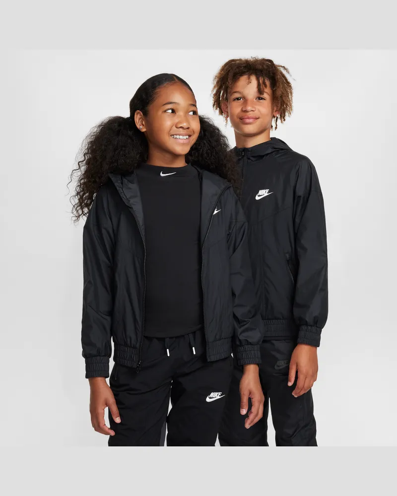Nike Sportswear Windrunner Repel-Jacke mit Kapuze für ältere Kinder - Schwarz Schwarz