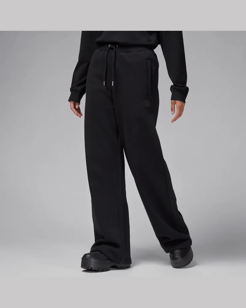 Nike Jordan Flight Fleece Hose mit offenem Saum (Damen) - Schwarz