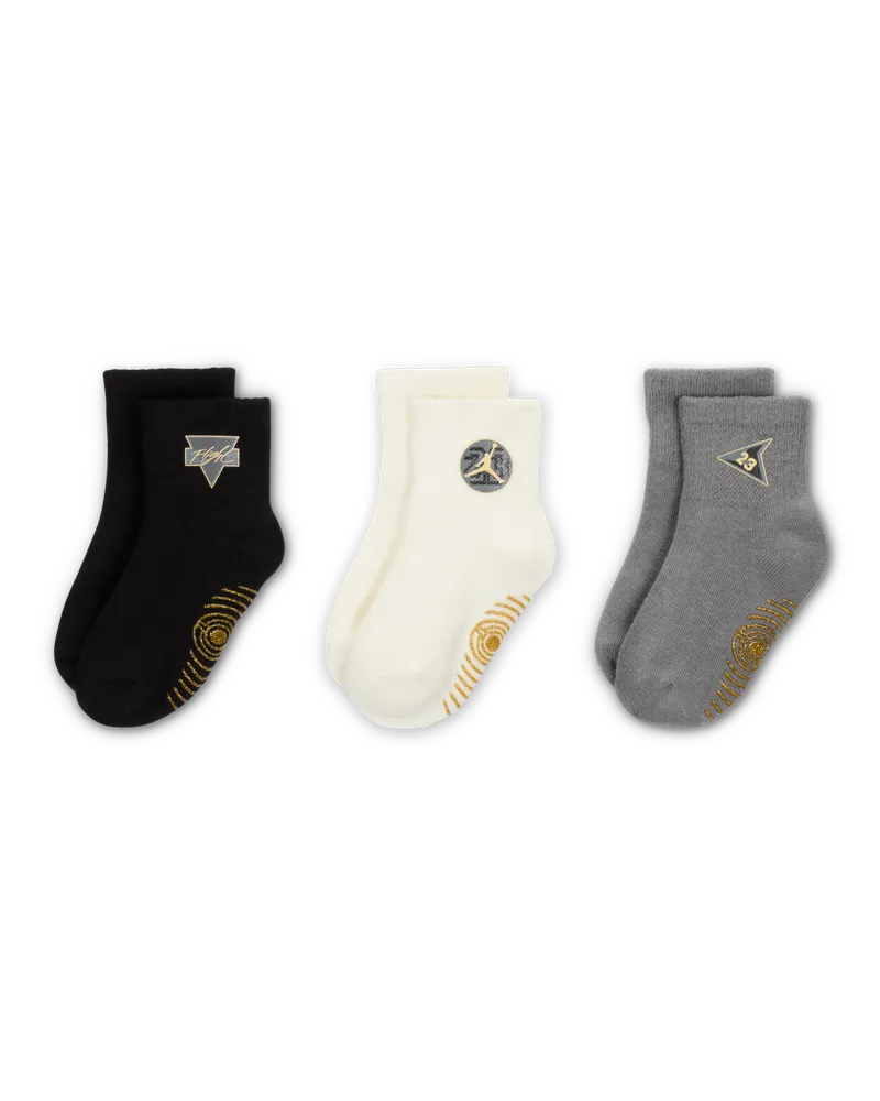 Jordan See Me Shine griffige Socken für Babys (12–24 M, 3 Paar) - Schwarz Schwarz