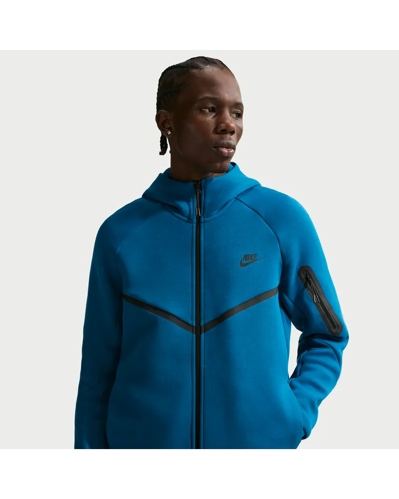 Nike Tech Windrunner-Jacke aus Fleece mit durchgehendem Reißverschluss (Herren) - Blau Blau