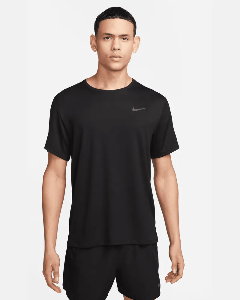 Nike Miler Nike Dri-FIT UV Kurzarm-Laufoberteil für Herren - Schwarz Schwarz