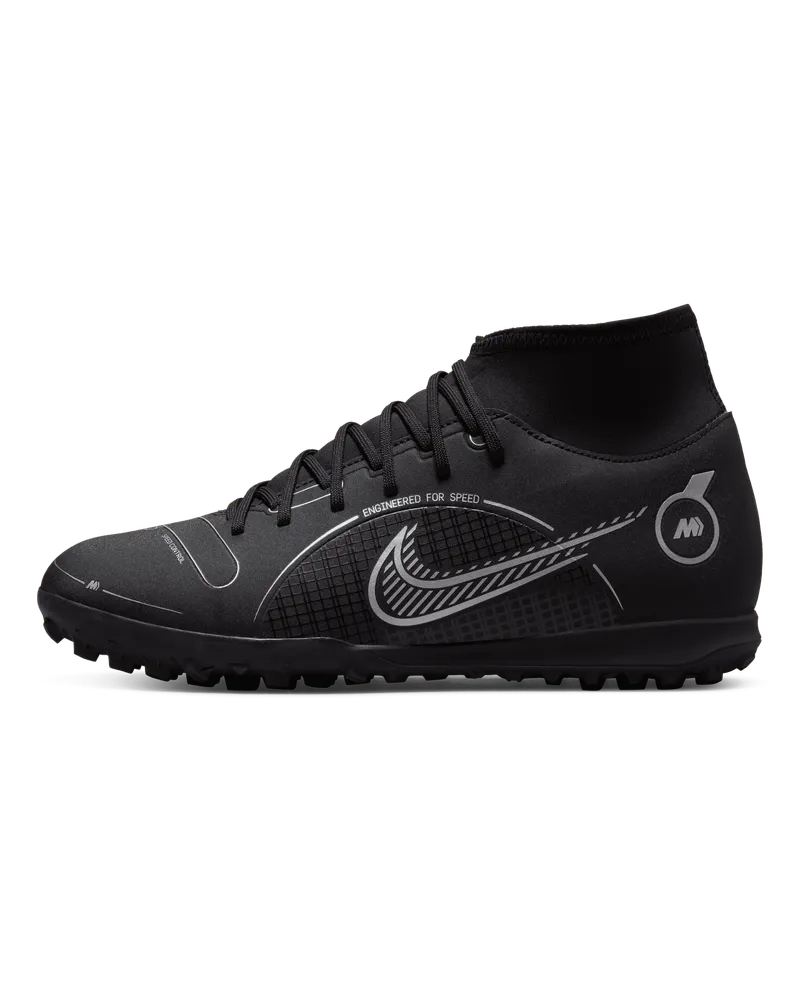 Nike Mercurial Superfly 8 Club TF Fußballschuh für Turf - Schwarz Schwarz