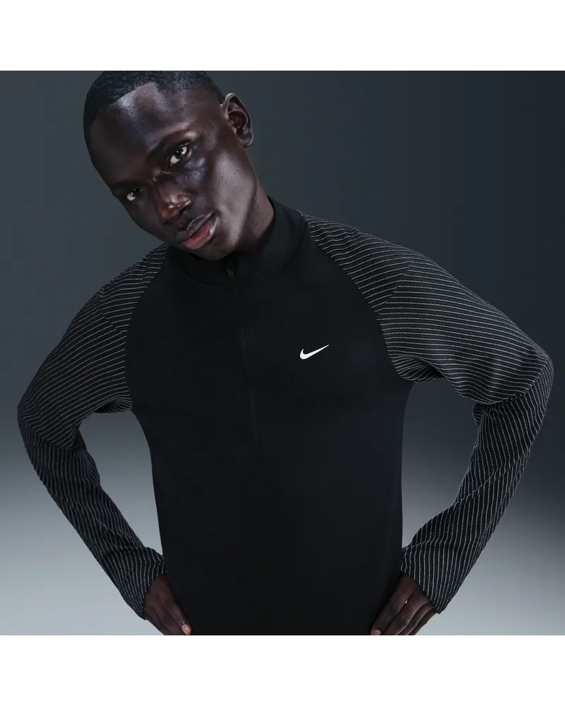 Nike Dri-FIT Laufoberteil mit Halbreißverschluss und reflektierenden Akzenten (Herren) - Schwarz Schwarz