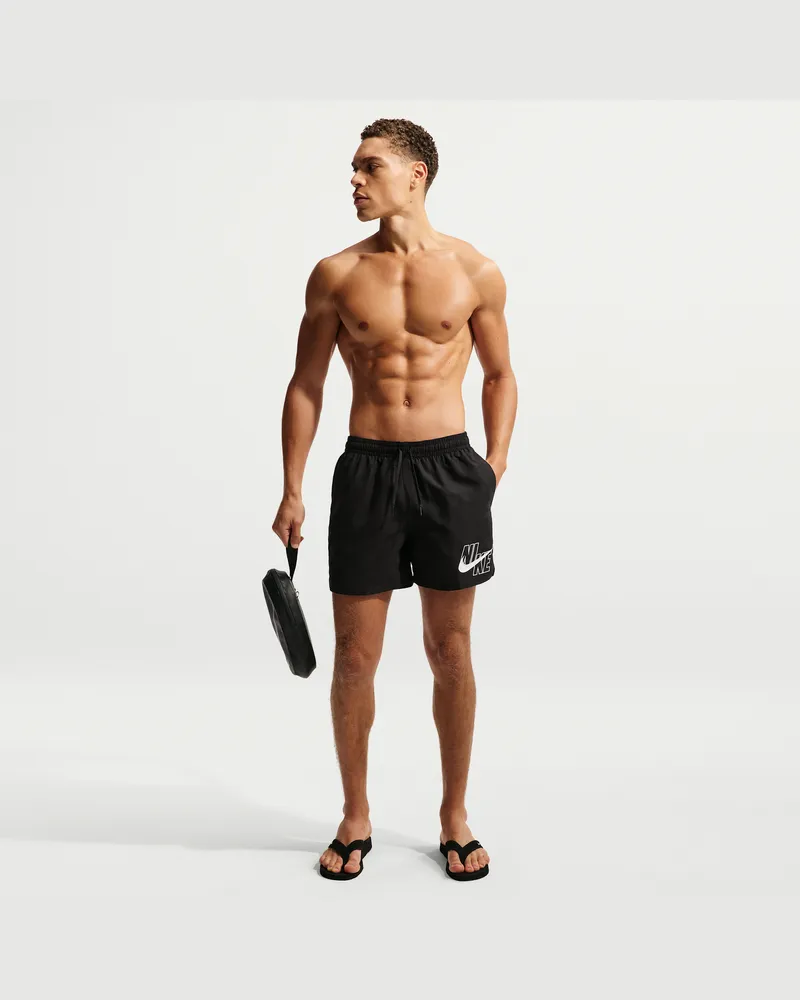 Nike Swim Breaker Volley Badeshorts (ca. 12,5 cm) mit integriertem Slip (Herren) - Schwarz Schwarz