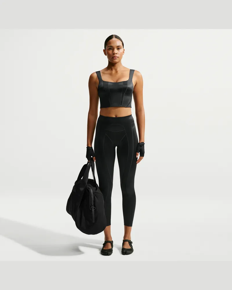 Nike SKIMS Satin Shine Leggings mit hohem Bund (66 cm, Damen) - Schwarz Schwarz