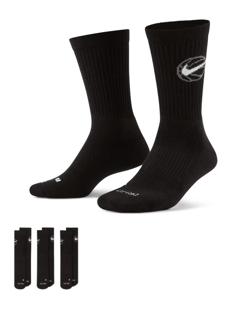 Nike Everyday Crew Basketballsocken (3 Paar) - Schwarz Schwarz