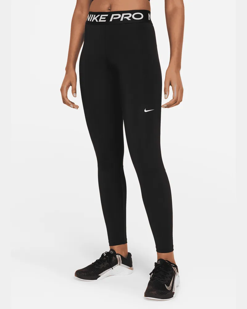 Nike Pro Leggings mit mittelhohem Bund und Mesh-Einsatz für Damen - Schwarz Schwarz