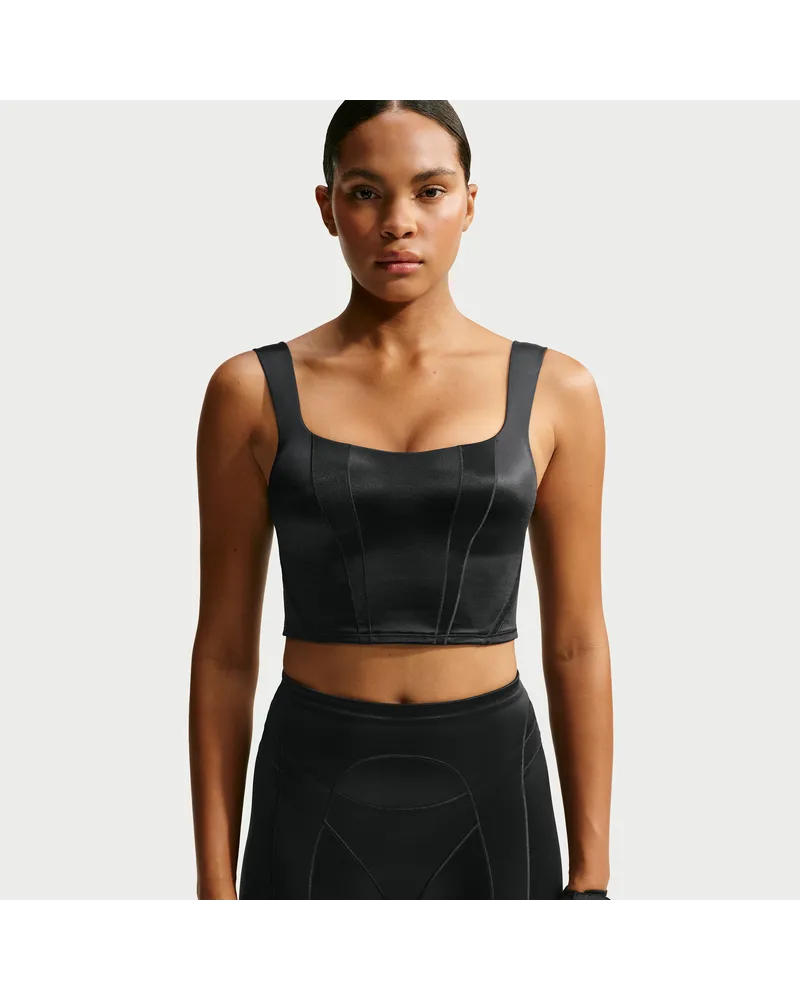 Nike SKIMS Satin Shine verkürztes Tanktop (Damen) - Schwarz Schwarz