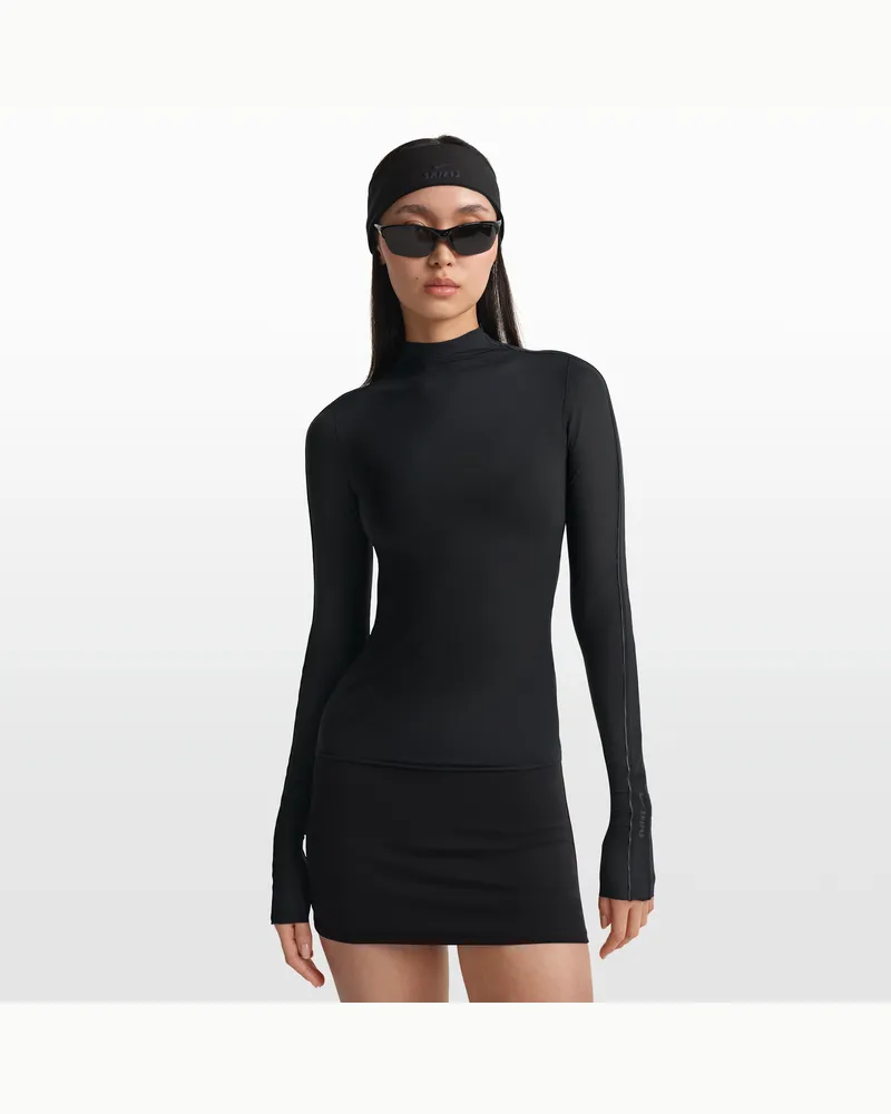 Nike SKIMS Gewichtsloses Longsleeve mit Stehkragen und vielfältigen Kombinationsmöglichkeiten (Damen) - Schwarz Schwarz