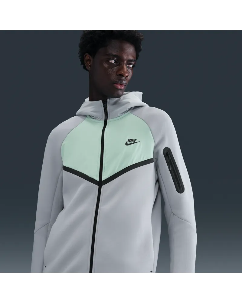 Nike Tech Windrunner-Jacke aus Fleece mit durchgehendem Reißverschluss (Herren) - Grau Grau