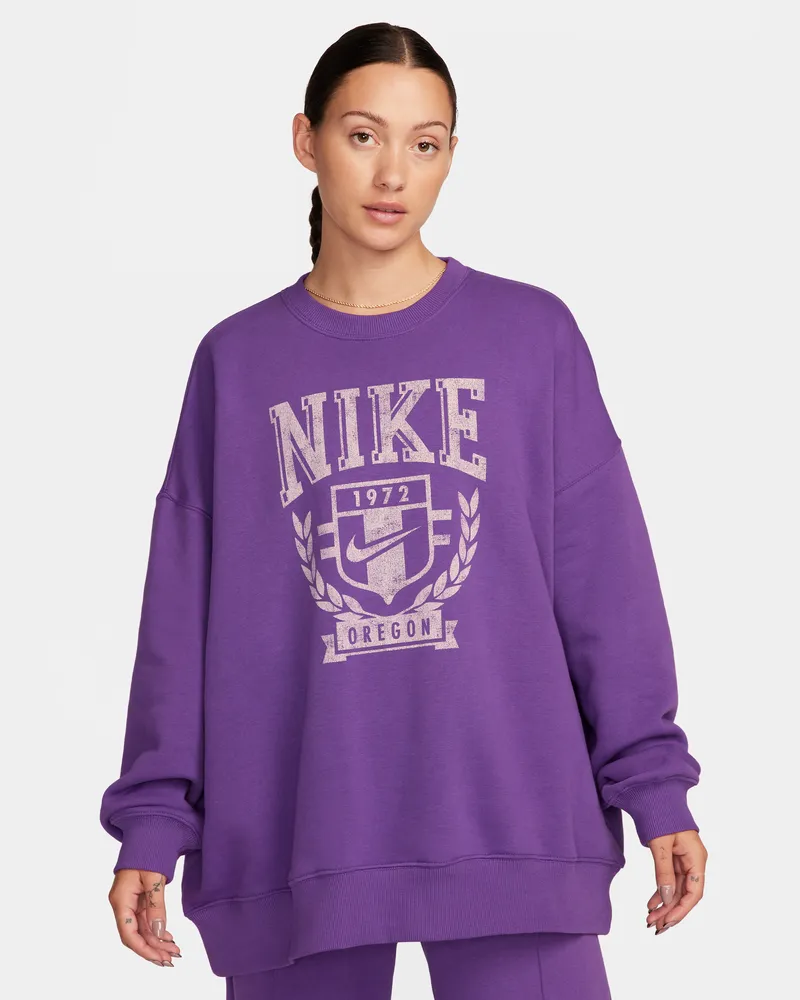 Nike Sportswear extragroßes Fleece-Sweatshirt mit Rundhalsausschnitt für Damen - Lila Lila