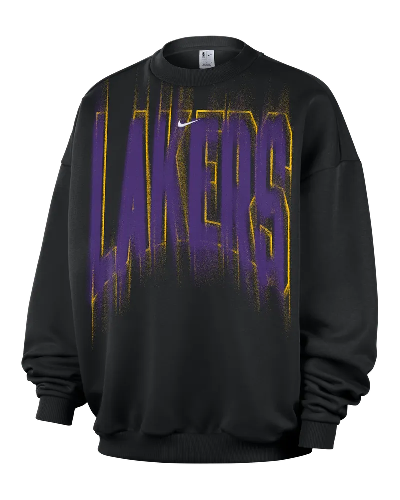 Nike Los Angeles Lakers Standard Issue  Basketball-Rundhalsshirt aus Fleece (Herren) - Schwarz Schwarz