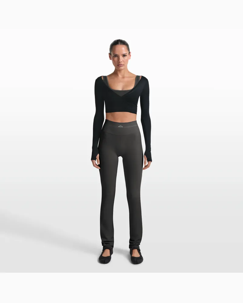 Nike SKIMS nahtloses Rippmaterial Leggings mit geradem Schnitt (Damen, ca. 86 cm) - Schwarz Schwarz
