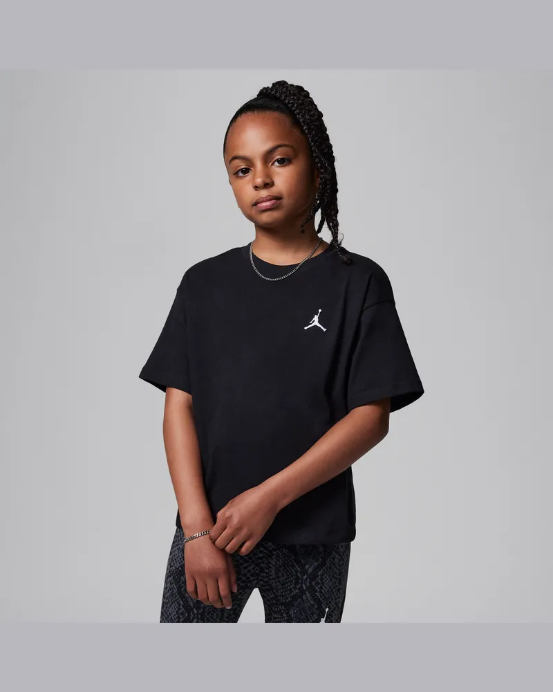 Jordan Brooklyn Essentials besticktes T-Shirt (ältere Kinder, Mädchen) - Schwarz Schwarz