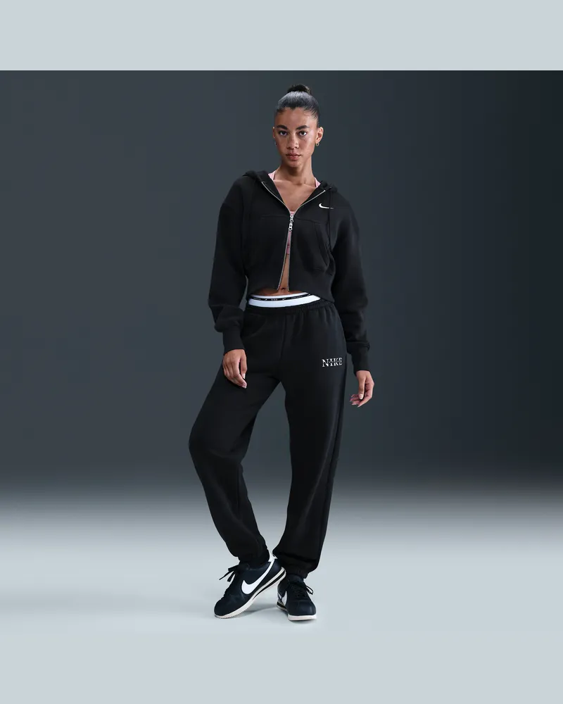 Nike Sportswear Phoenix Fleece Trainingshose mit hohem Taillenbund für Damen - Schwarz Schwarz