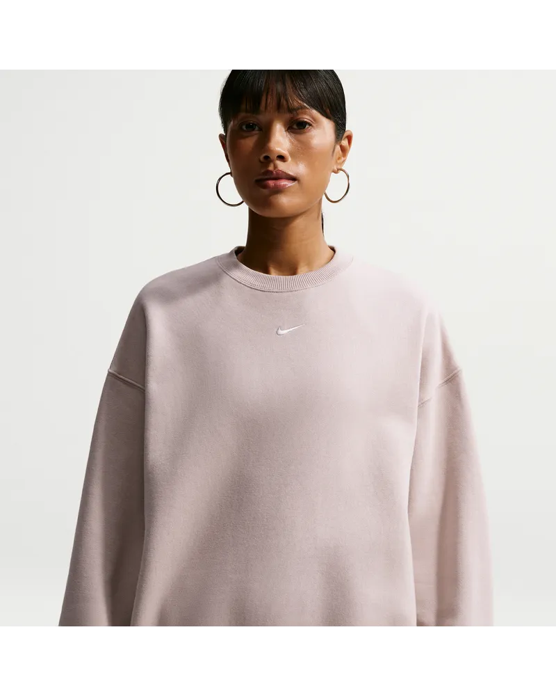 Nike Studio Fleece mittelschweres Material Oversize-Rundhalsshirt (Damen) - Braun Braun