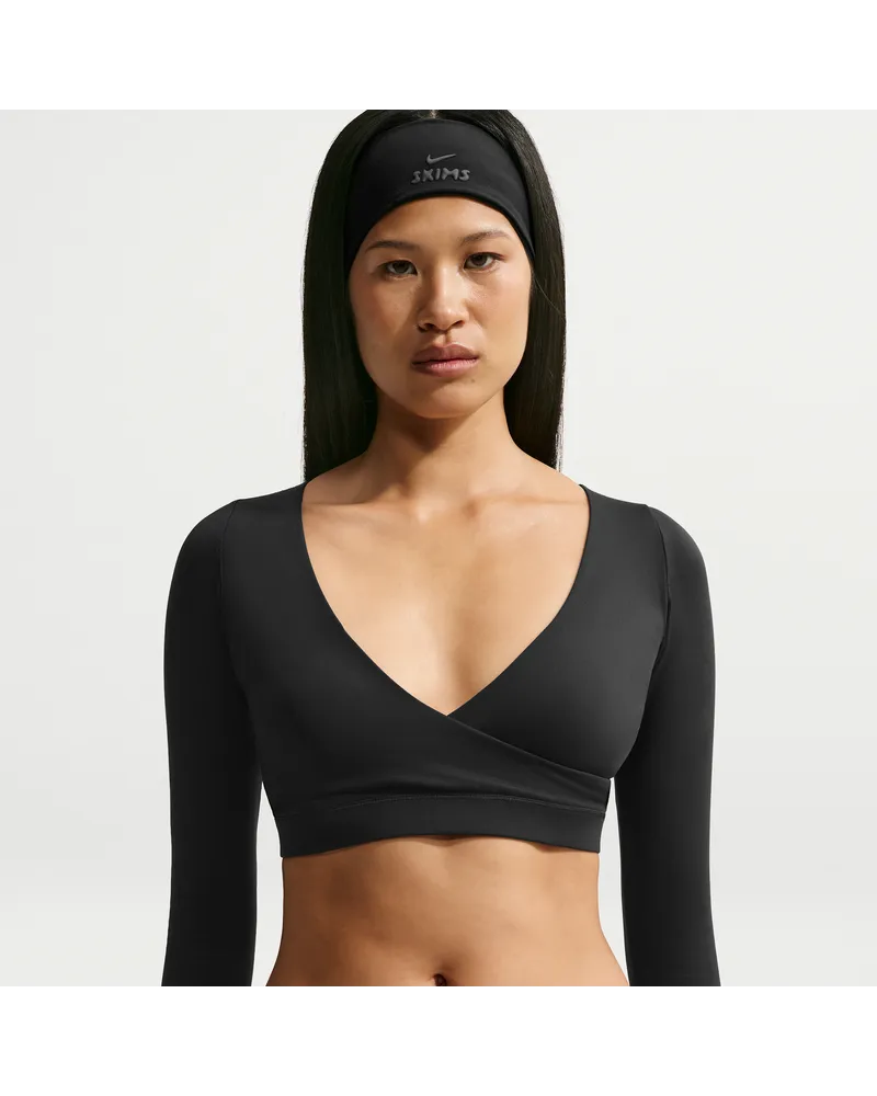 Nike SKIMS Matte Longsleeve-Wickeloberteil (Damen) - Schwarz Schwarz