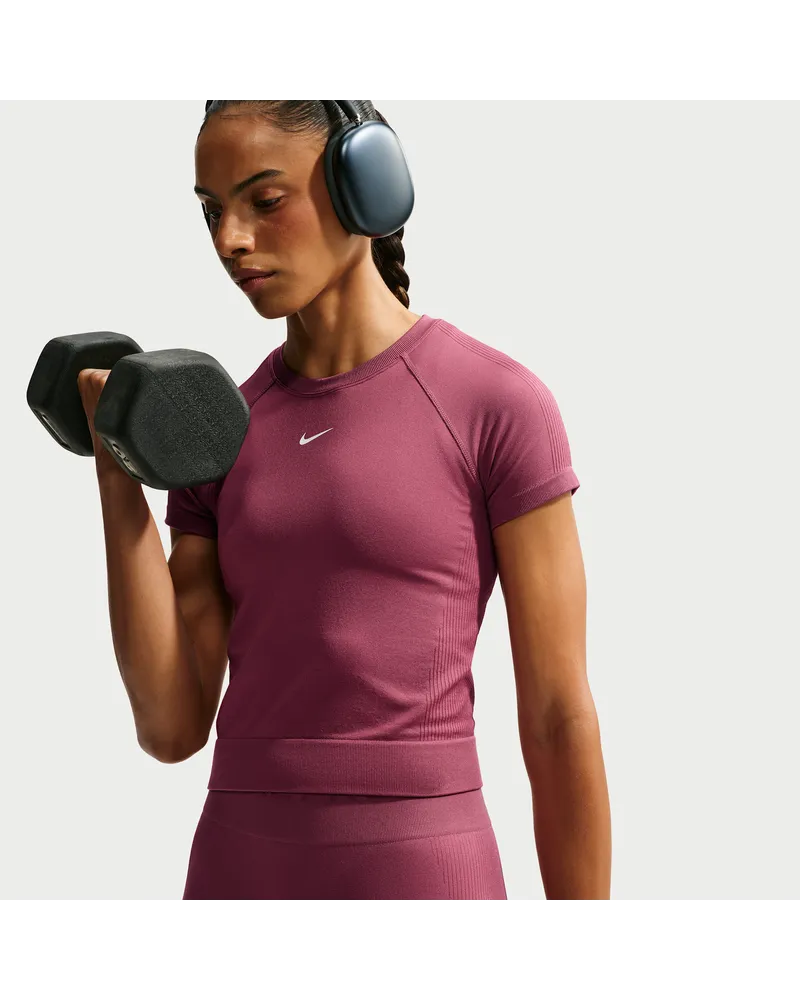 Nike Pro Seamless T-Shirt mit Dri-FIT-Technologie (Damen) - Rot Rot