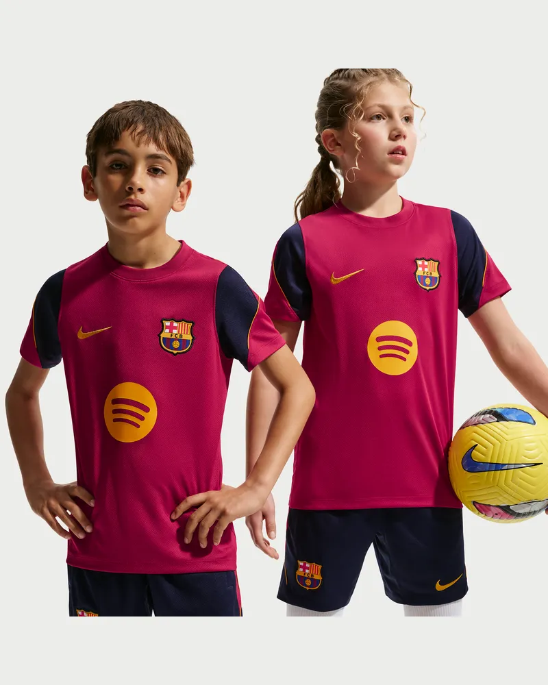Nike FC Barcelona Strike  Dri-FIT Kurzarm-Fußballoberteil (ältere Kinder) - Rot Rot
