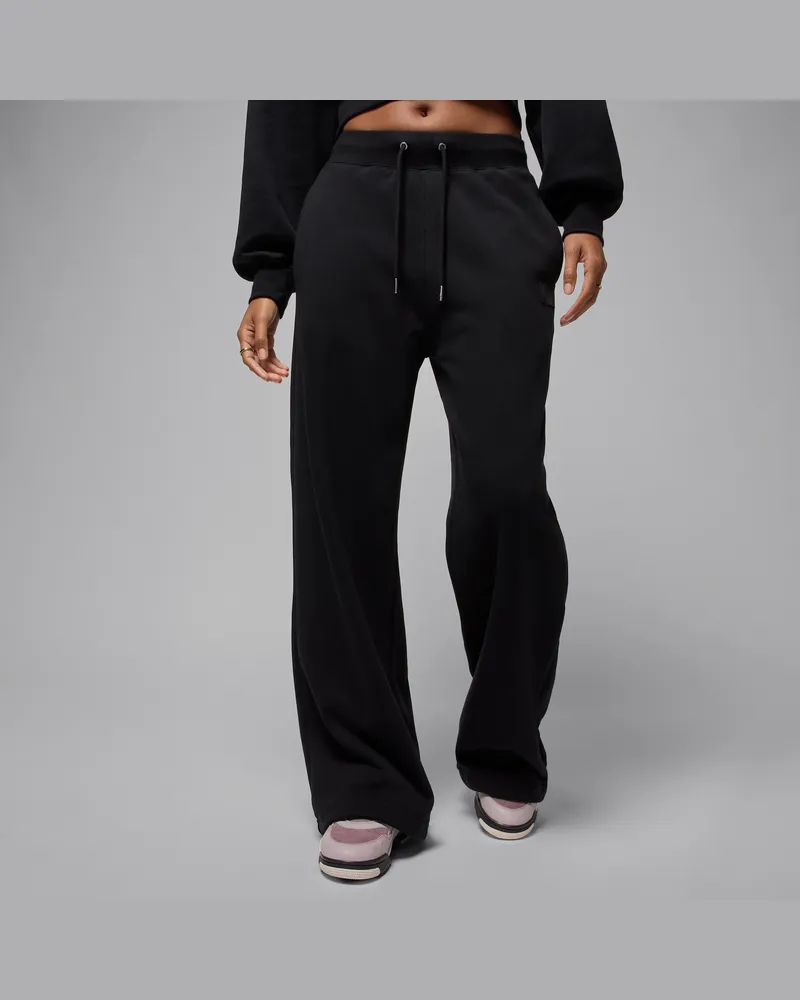 Jordan Flight Fleece French-Terry-Hose mit offenem Saum (Damen) - Schwarz Schwarz