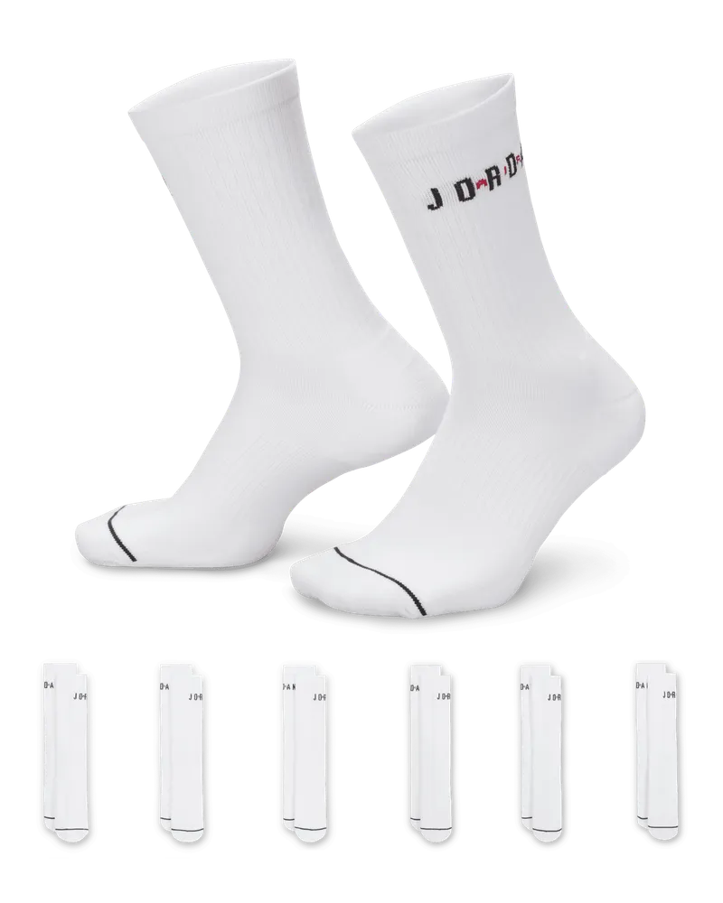 Jordan Crew-Socken für jeden Tag (6 Paar) - Weiß Weiß