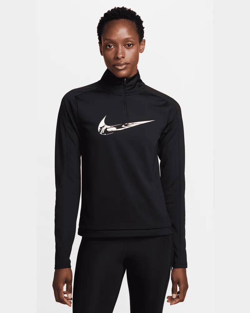 Nike Swoosh Dri-FIT-Midlayer-Laufoberteil mit Viertelreißverschluss (Damen) - Schwarz Schwarz