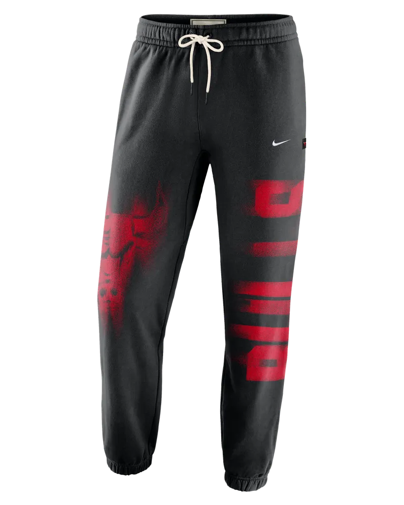Nike Chicago Bulls Standard Issue Therma-FIT Basketball-Hose aus Fleece (Herren) - Schwarz Schwarz