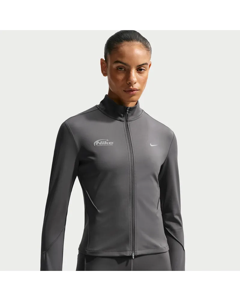 Nike Swift Dri-FIT Mid-Layer-Laufoberteil mit durchgehendem Reißverschluss (Damen) - Braun Braun