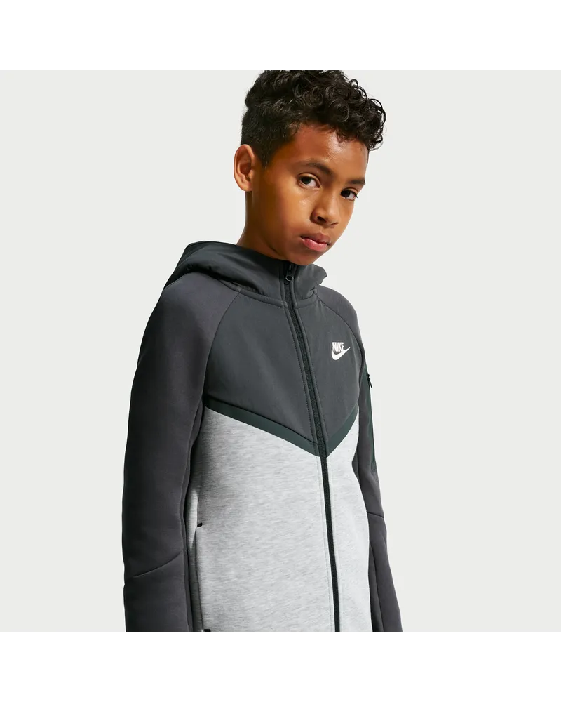 Nike Tech Fleece Hoodie mit durchgehendem Reißverschluss für ältere Kinder - Grau Grau