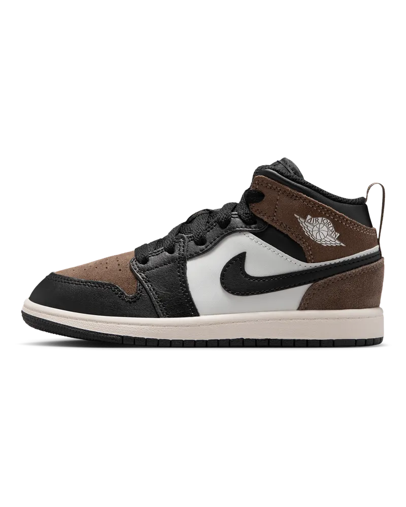 Jordan 1 Mid Schuh für jüngere Kinder - Schwarz Schwarz