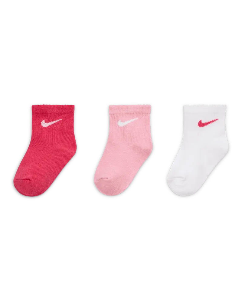 Nike Swoosh rutschfeste Knöchelsocken (Kleinkinder, 3 Paar) - Pink Pink