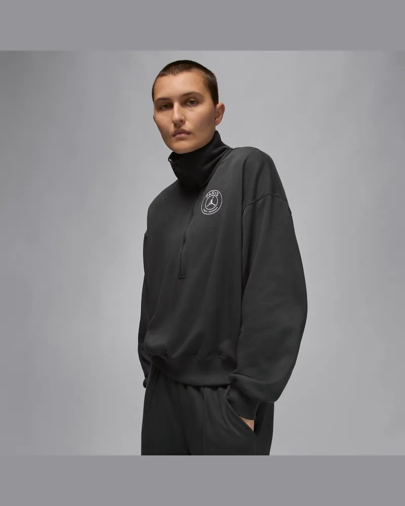 Nike Paris Saint-Germain Damen-Fleecepullover mit halbem Reißverschluss - Grau Grau