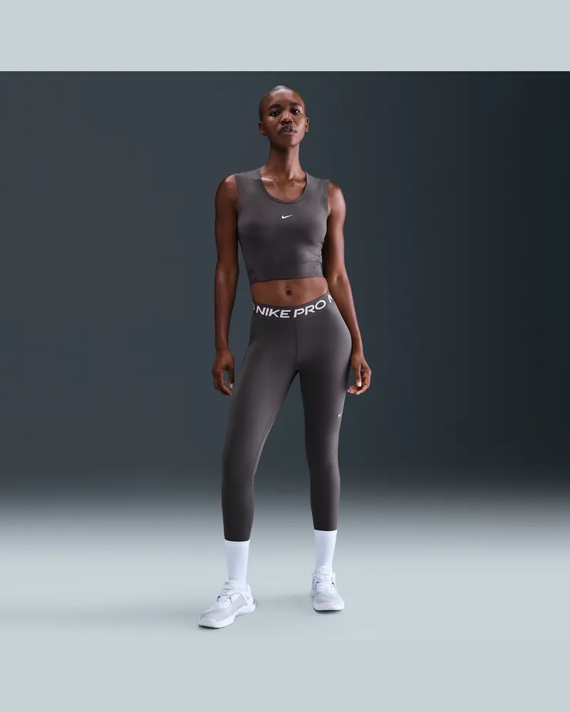 Nike Pro Leggings mit mittelhohem Bund und Mesh-Einsatz für Damen - Grau Grau