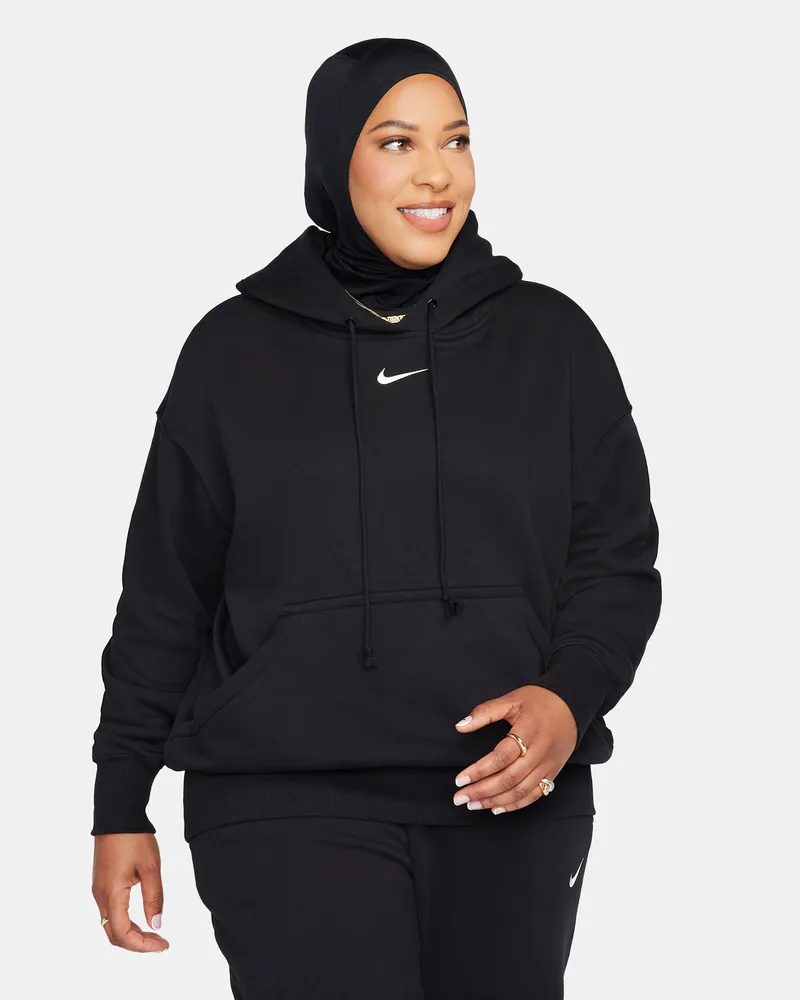 Nike Phoenix Fleece Oversize-Hoodie für Damen - Schwarz Schwarz
