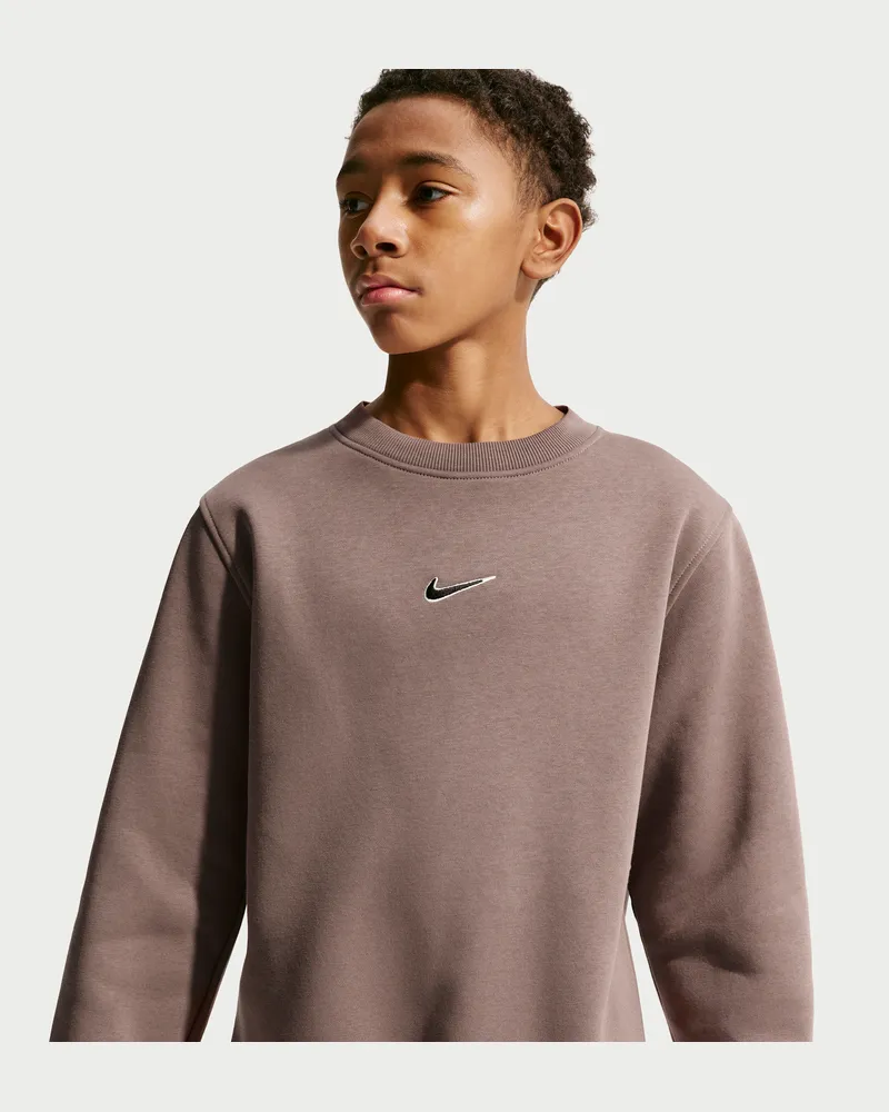 Nike Kylian Mbappé Club Fleece Fußball-Sweatshirt mit Rundhalsausschnitt (ältere Kinder) - Braun Braun