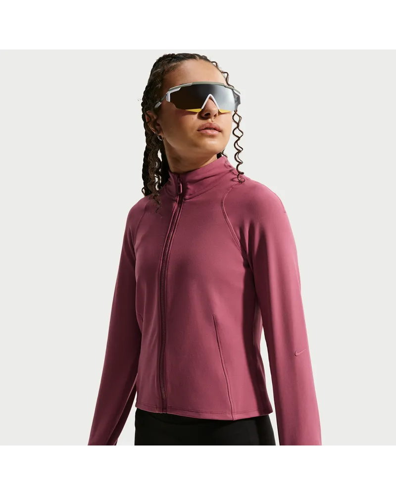 Nike Mavn Dri-FIT figurbetontes Longsleeve mit durchgehendem Reißverschluss (Mädchen) - Rot Rot