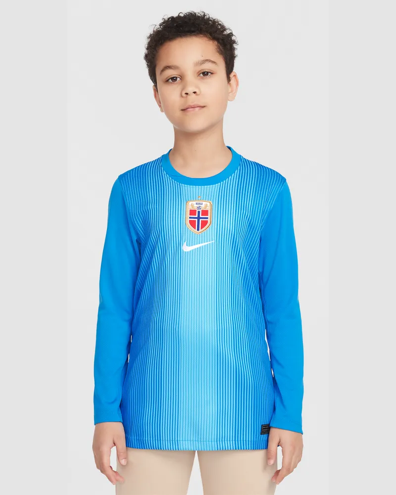 Nike Norwegen 2025/26 Stadium Goalkeeper  Replika-Longsleeve-Fußballtrikot mit Dri-FIT-Technologie (ältere Kinder) - Blau Blau