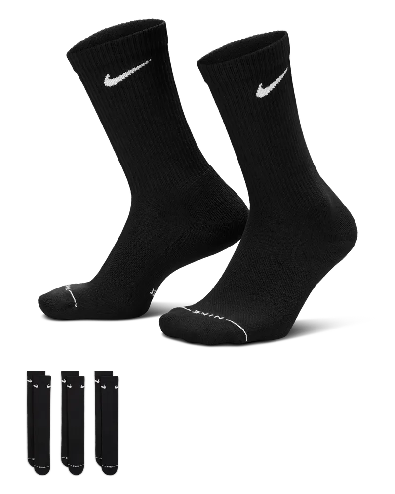 Nike Everyday Elevated Crew-Socken (3 Paar) - Schwarz Schwarz