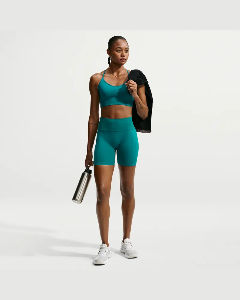 Nike Pro Seamless Dri-FIT Bike Shorts mit hohem Bund für Damen (ca. 12,5 cm) - Blau Blau